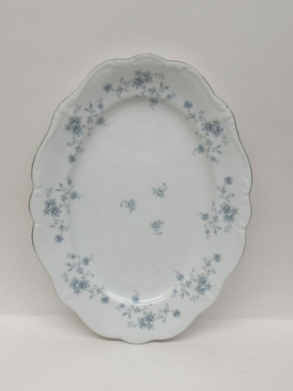 JoHann Haviland China BLUE GARLAND 12 1/2 Inch Oval Serving or Meat Platter